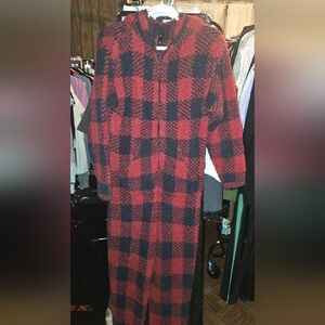 SKIMS Red and Black Plaid Jumpsuit